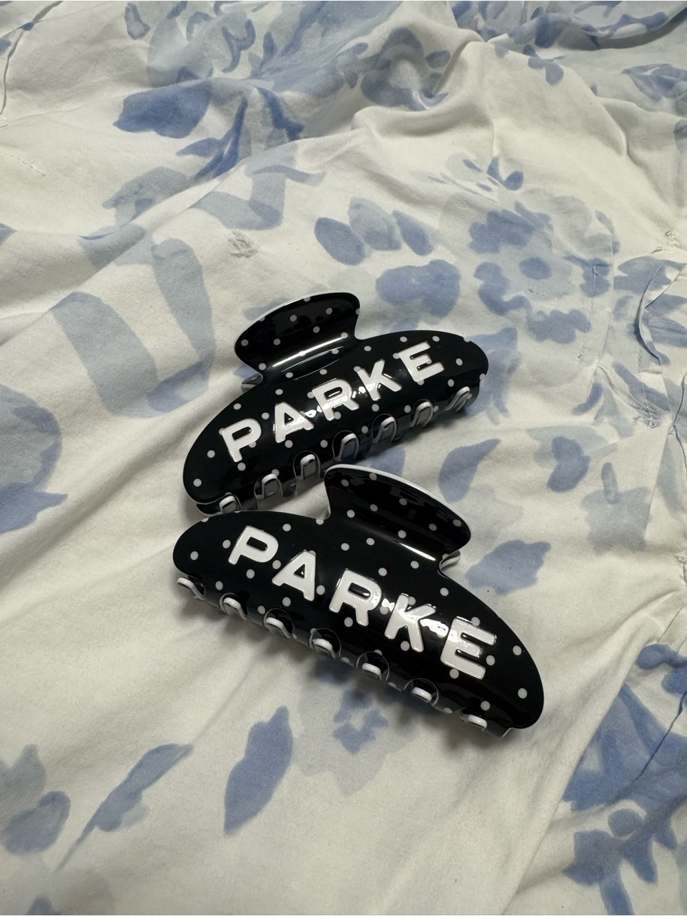 PARKE Black Polka Dot Hair Claw Clips - Set of 2